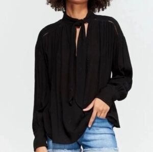 Free People Black Wishful Moments Blouse Size XS